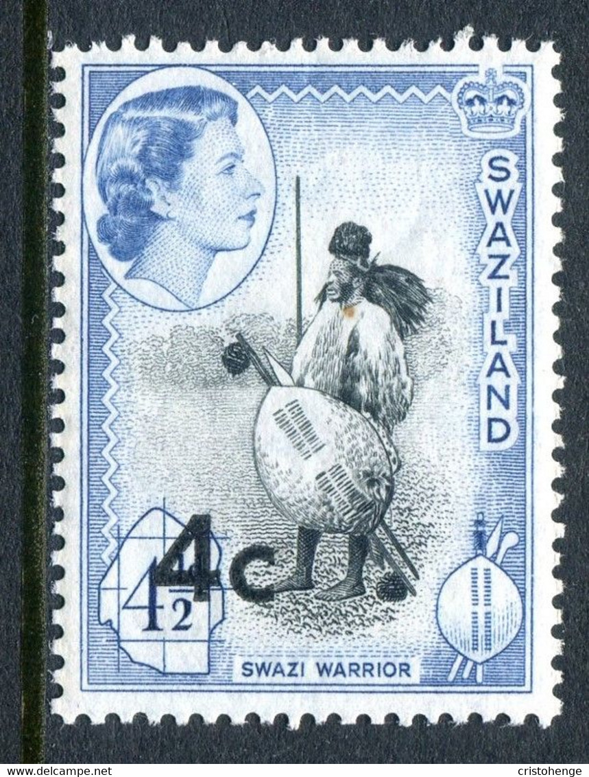 Swaziland 1961 Pictorials - Surcharges - 4c On 4½d Swazi Warrior - Type I - HM (SG 71) - Swaziland (...-1967)