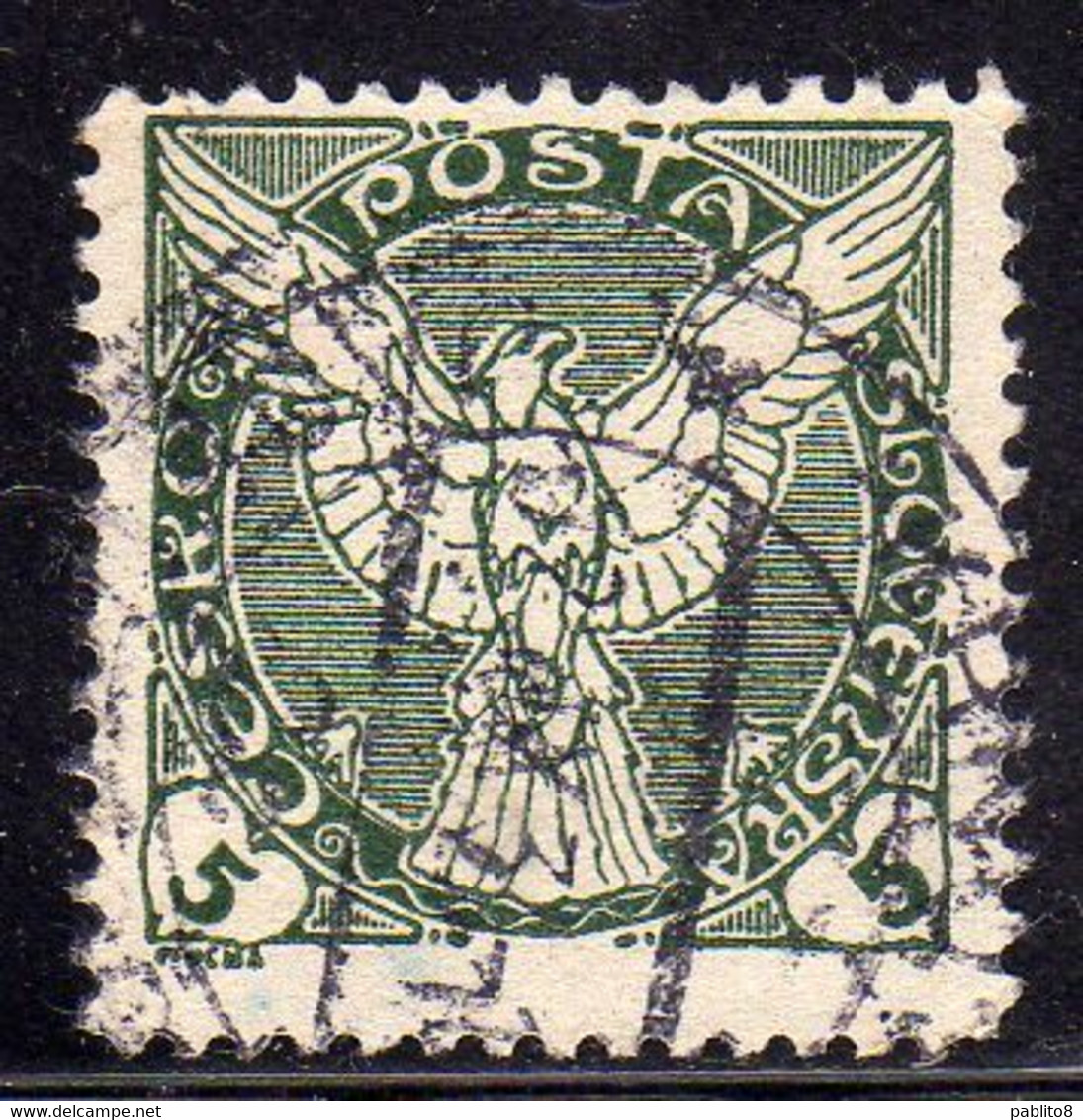 CZECHOSLOVAKIA CESKA CECOSLOVACCHIA 1918 1920 PERF. NEWSPAPER STAMPS WINDHOVER 5h USED USATO OBLITERE' - Zeitungsmarken