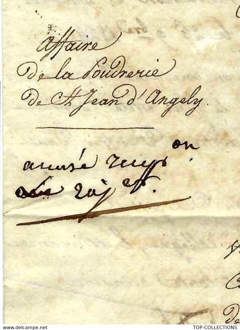 1825 LETTRE ADMINISTRATION SUITE EXPLOSION POUDRERIE ST JEAN D ANGELY  Fr. Maurin Poitiers Pour  La Rochelle - Documents Historiques