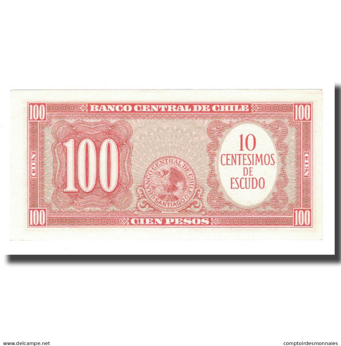 Billet, Chile, 10 Centesimos On 100 Pesos, KM:127a, SPL - Chile