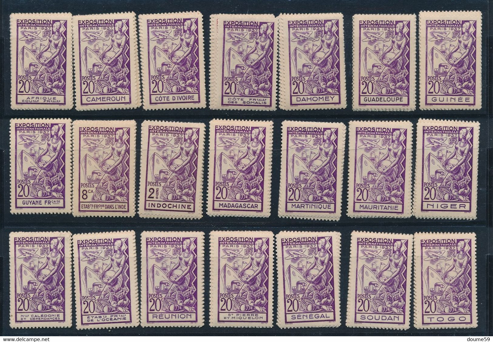 FA-330A: EXPO INTERNATIONALE PARIS 1937 : Lot Avec  126 Timbres* ( Complet) - 1937 Exposition Internationale De Paris