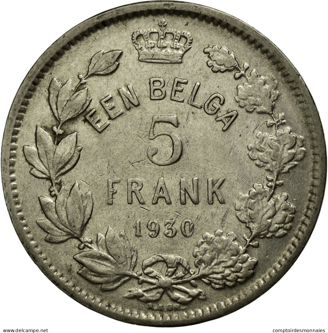 Monnaie, Belgique, 5 Francs, 5 Frank, 1930, TTB, Nickel, KM:98 - 5 Frank & 1 Belga