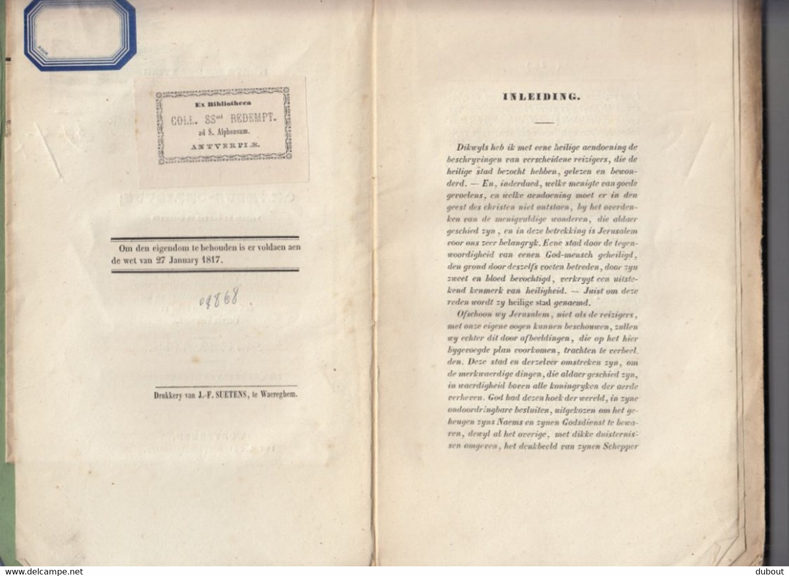 Korte Beschrijving Jerusalem - C.-L. De Vrieze - Met Figuratief Plan, Boekhandelaar C.-L. Devrieze Wortegem! (V930) - Antiquariat