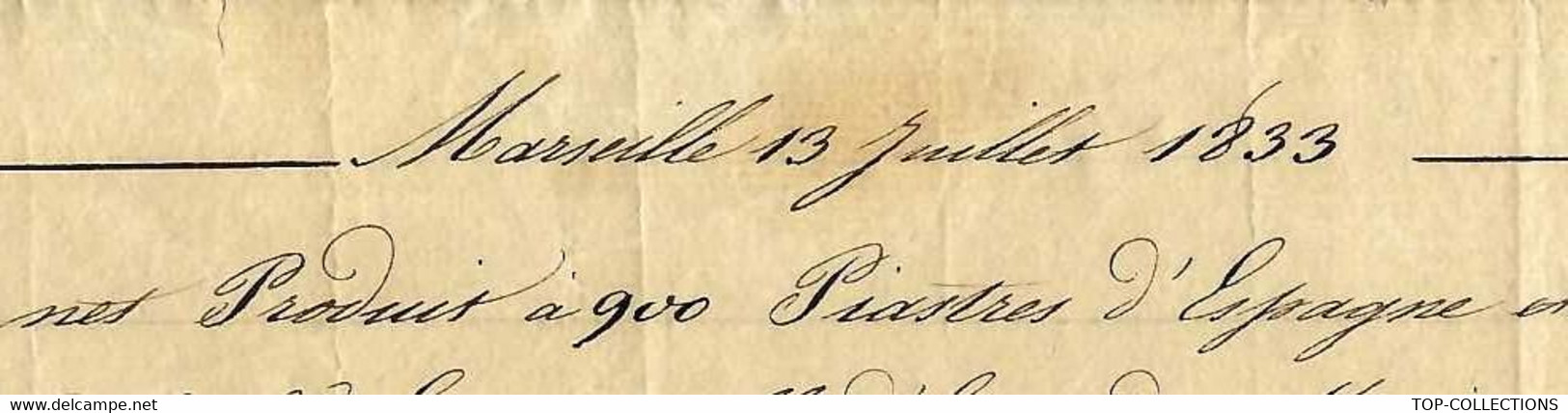 1833  NAVIGATION  NEGOCE MARITIME  BANQUE ST LOUIS  Sénégal NAVIRE LA NORA ARGENT PIASTRES Espagne & Portugal - Historische Documenten