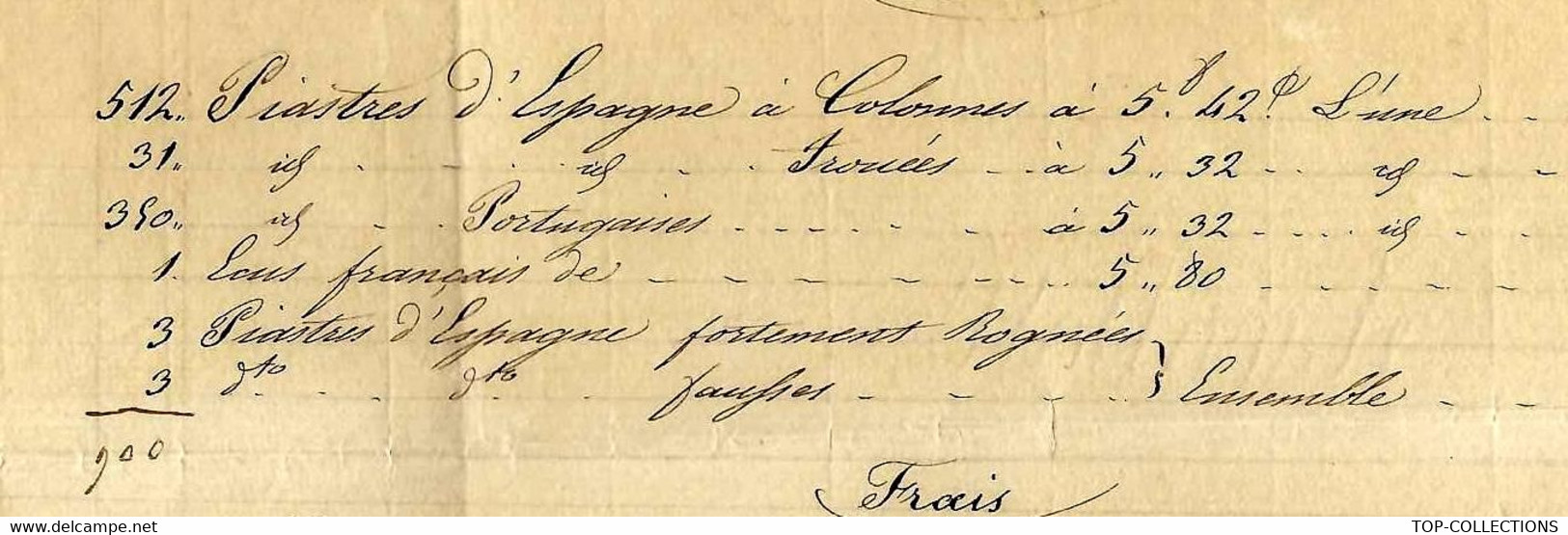 1833  NAVIGATION  NEGOCE MARITIME  BANQUE ST LOUIS  Sénégal NAVIRE LA NORA ARGENT PIASTRES Espagne & Portugal - Historische Dokumente