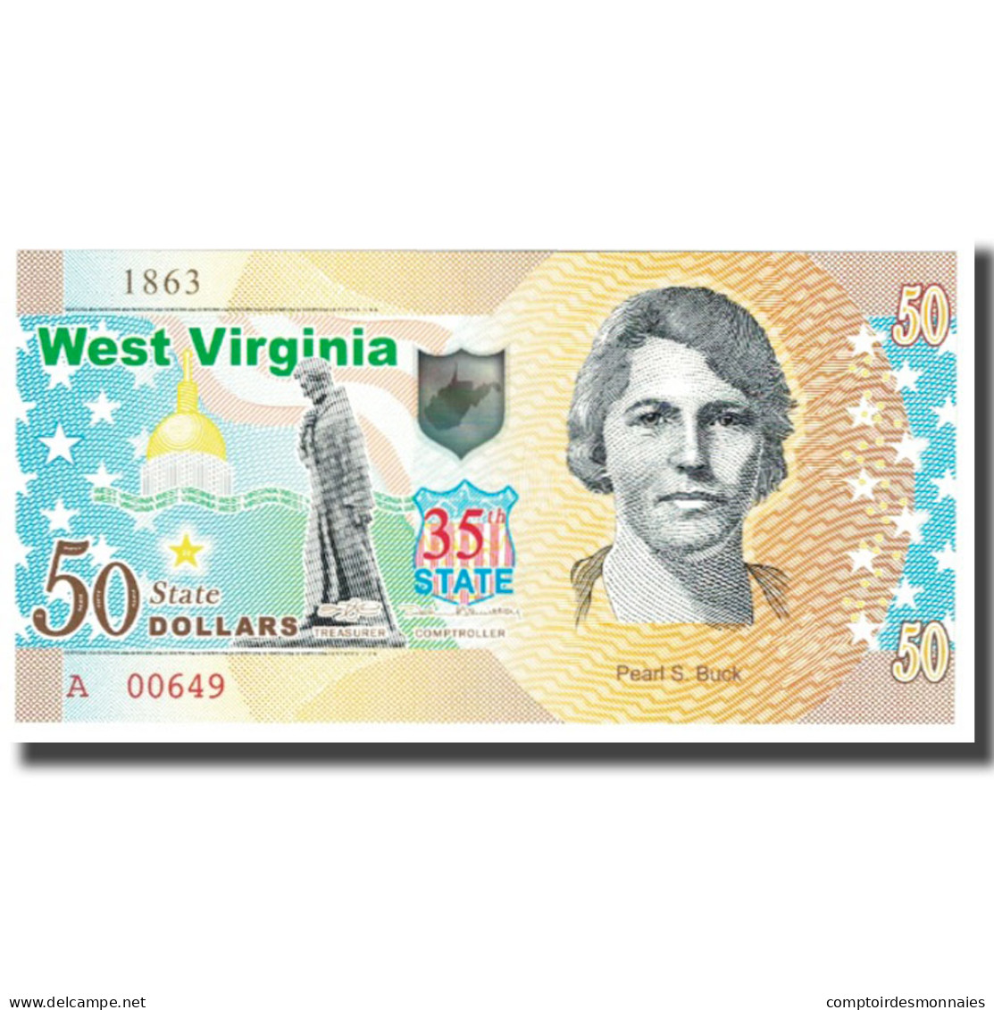 Billet, États-Unis, 50 Dollars, WEST VIRGINIA, NEUF - A Identificar