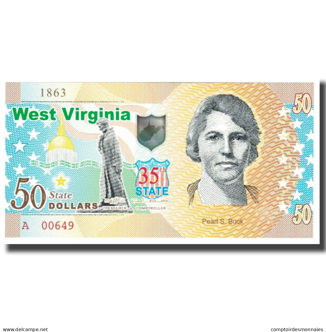 Billet, États-Unis, 50 Dollars, WEST VIRGINIA, NEUF - A Identifier