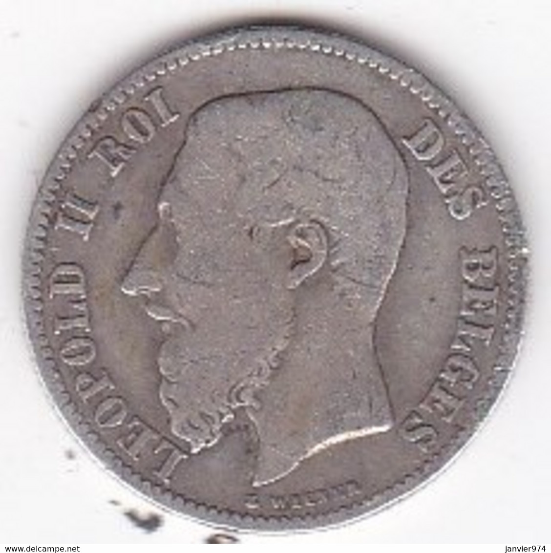 Belgique. 1 Franc 1886. Légende Française ,Leopold II. En Argent . - 1 Franc