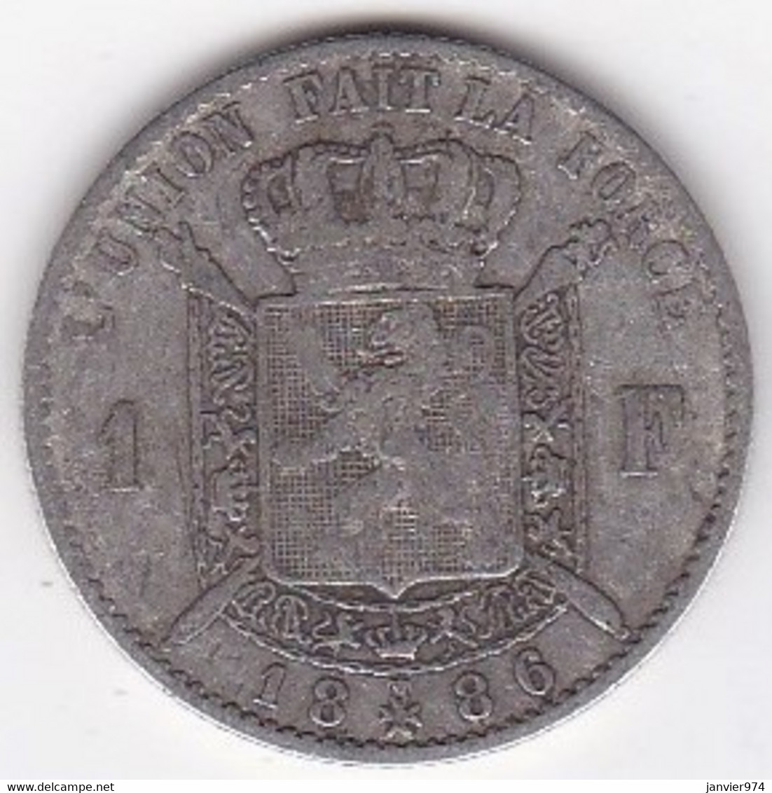 Belgique. 1 Franc 1886. Légende Française ,Leopold II. En Argent . - 1 Frank