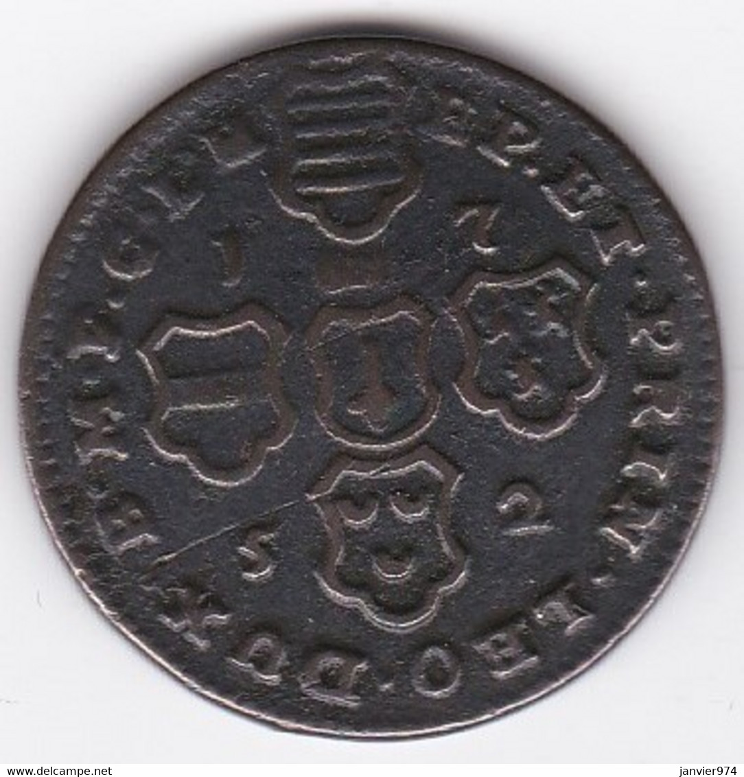 Belgique. Evêché De Liège. 4 Liards 1752. Jean-Théodore De Bavière, En Cuivre, KM# 159 - 975-1795 Principauté De Liège 