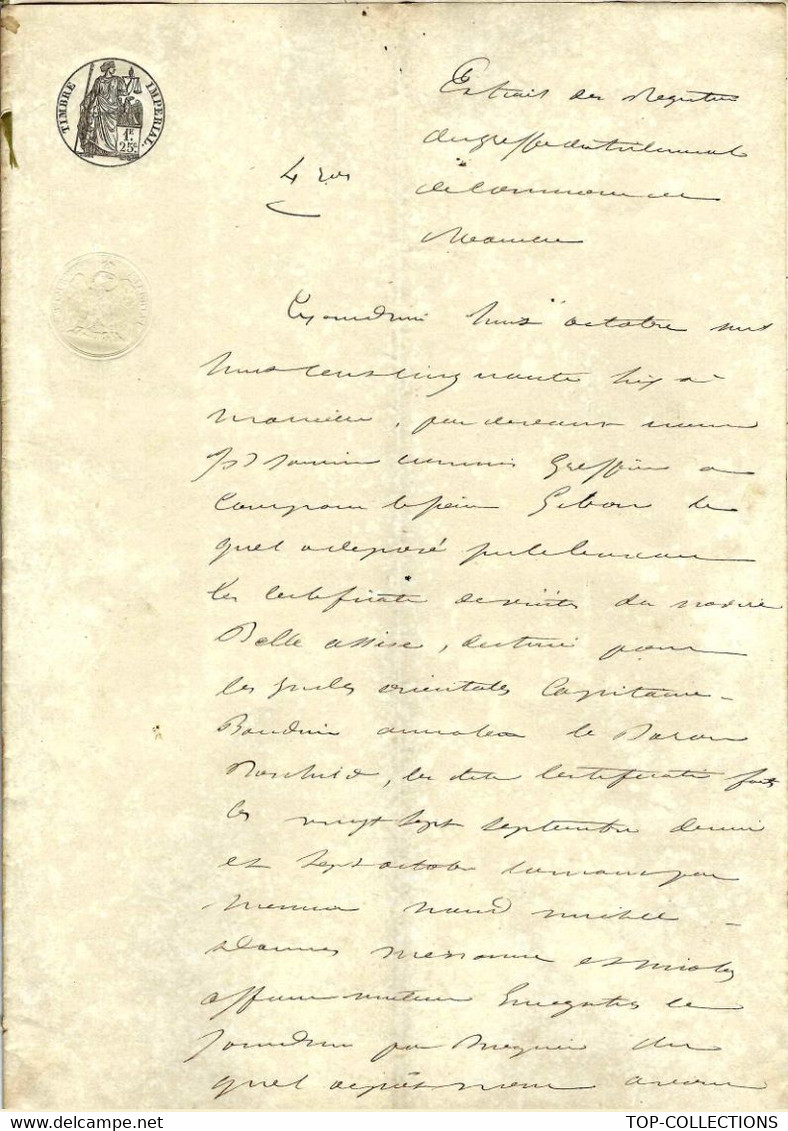 1856 GREFFE DU TRIBUNAL DE MARSEILLE CERTIFICAT DE VISITE DU NAVIRE  « Belle Assise »  ETAT NAVIGATION  VOIR SCANS. - Historische Documenten