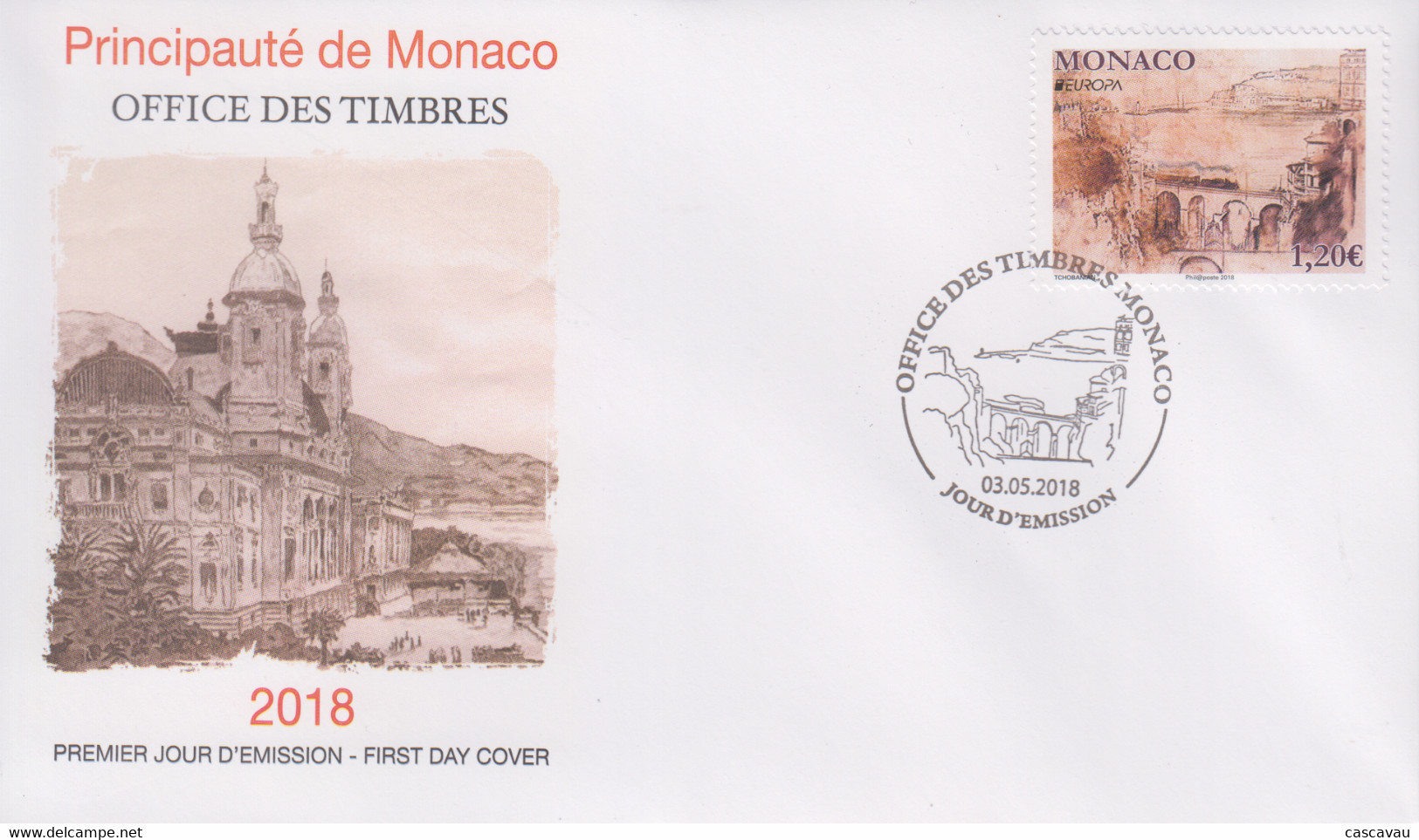 Enveloppe  FDC  1er   Jour    MONACO   Architecture  Et  Patrimoine   EUROPA    2018 - 2018