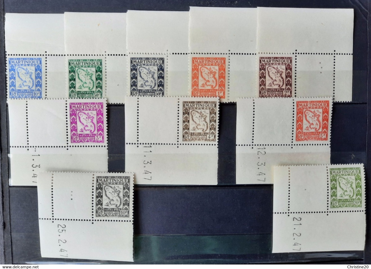 Martinique (ex-colonie Française) 1947 Taxe27/36 **TB Cote 18€ - Timbres-taxe