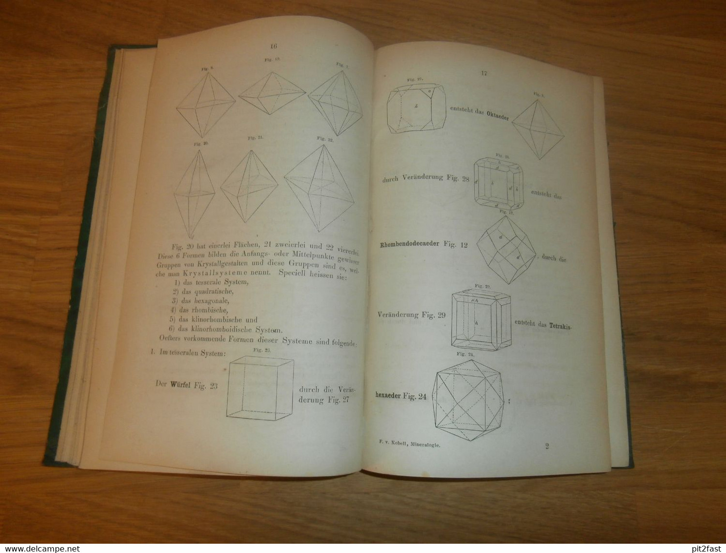 Buch Mineralogie , 1862, Franz von Kobell , Edelsteine , Mineralien , Kristalle , Steine , Erz , Erze ,Fachbuch Geologie