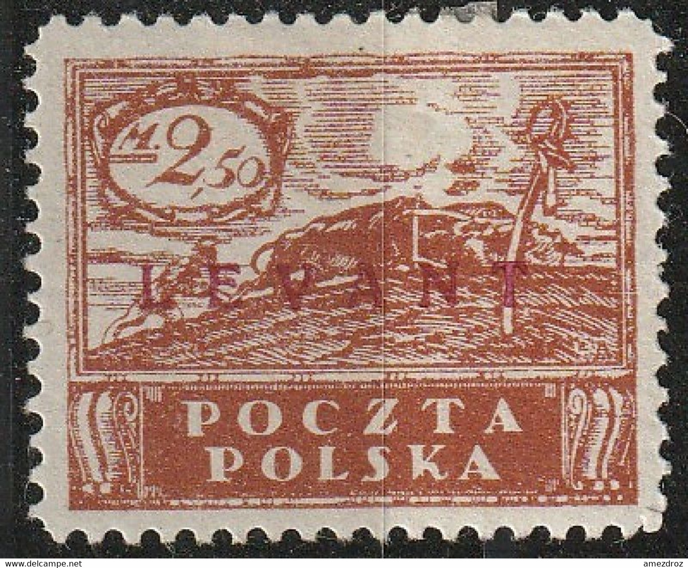 Pologne - Levant Polonais N° 11 MH Timbre De Pologne Surchargé Marque De Marchand Au Dos (H11) - Levant (Turquía)