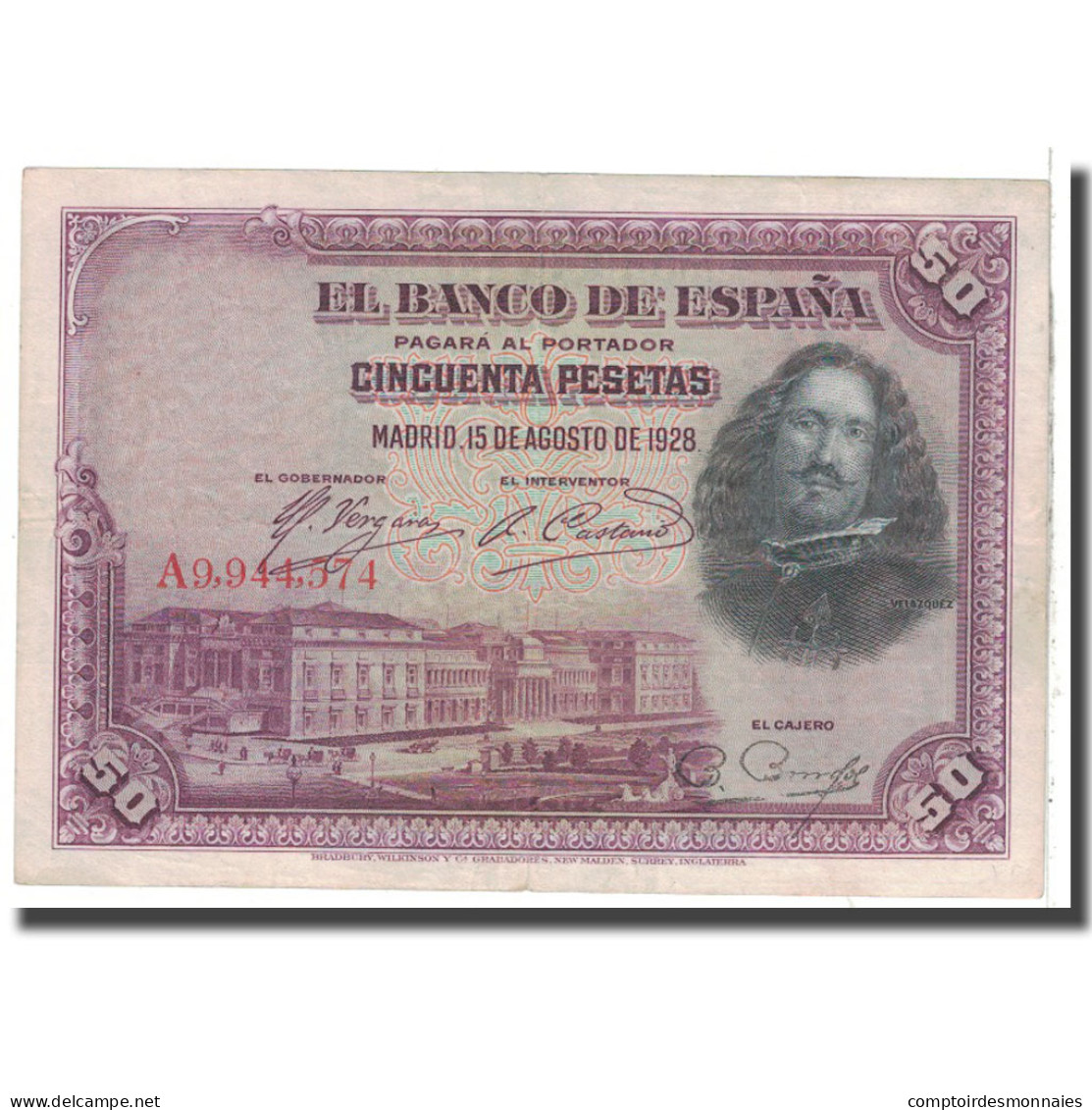 Billet, Espagne, 50 Pesetas, 1928, 1928-08-15, KM:75b, TTB - 50 Peseten