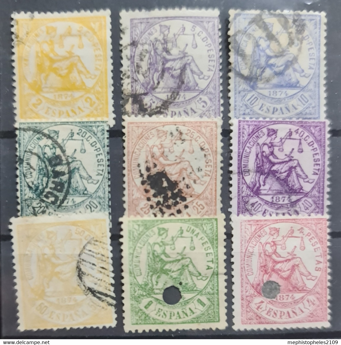 SPAIN 1874 - Canceled - Sc# 201-209 - Gebruikt