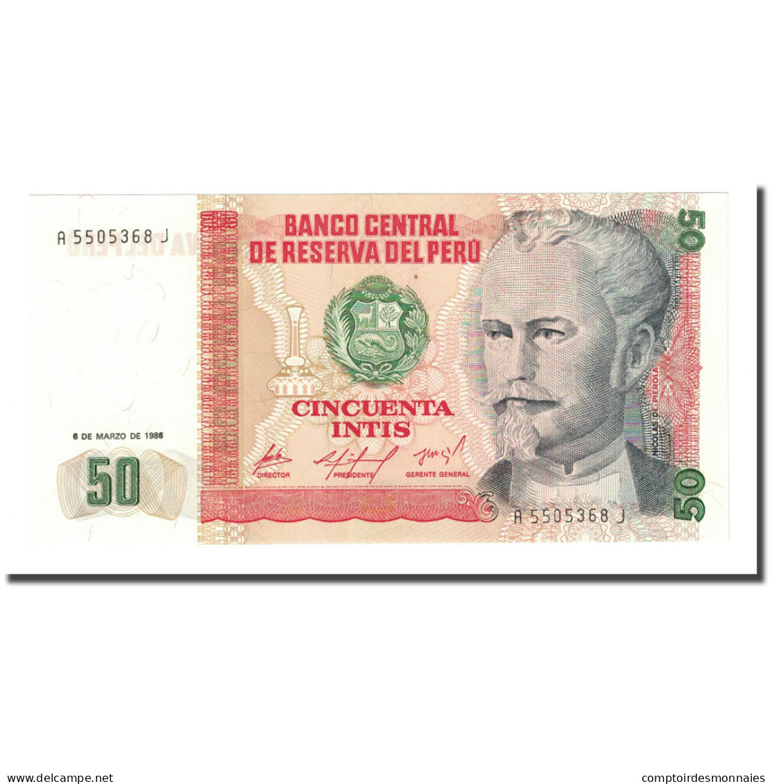 Billet, Pérou, 50 Intis, 1986-03-06, KM:131a, NEUF - Pérou