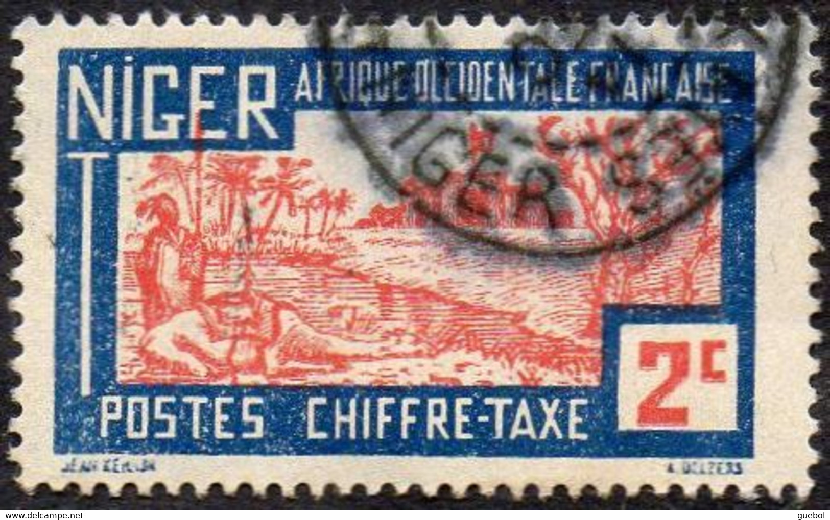 Niger Obl. N° Taxe  9 - Chameau Baraqué Le 2c Bleu Et Rouge-brun - Used Stamps