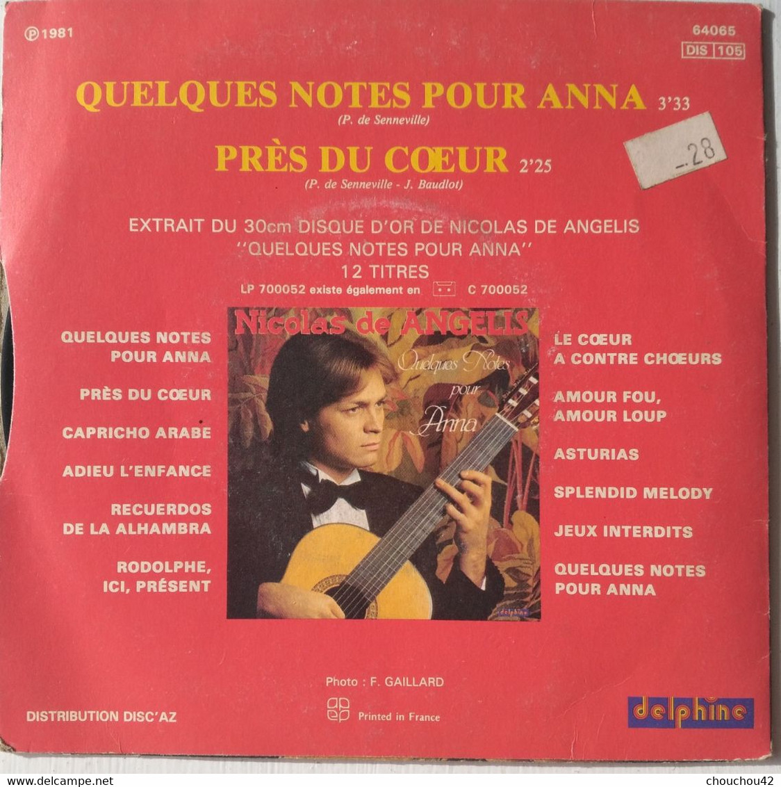 NICOLAS DE ANGELIS QUELQUES NOTES POUR ANNA - Instrumental