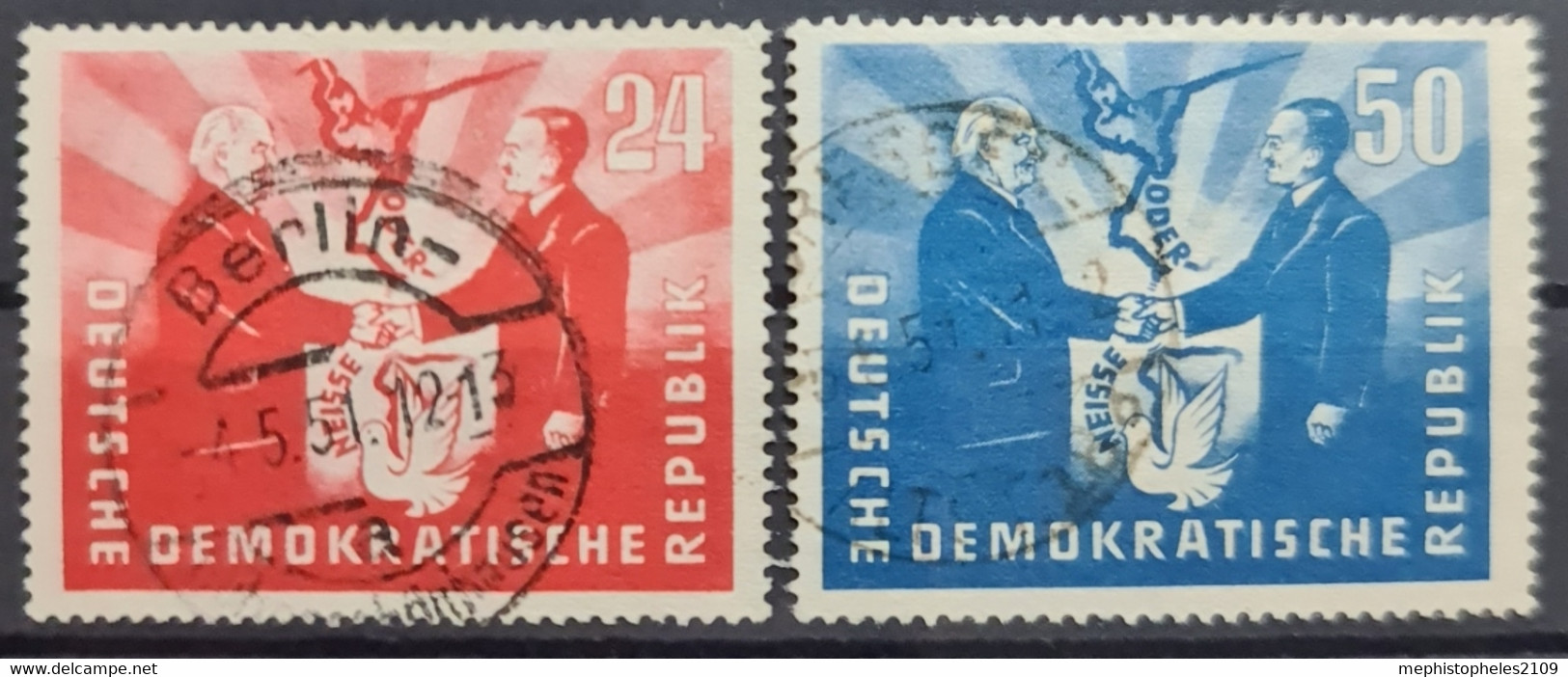 DDR 1951 - Canceled - Mi 284, 285 - Oder-Neisse - Used Stamps