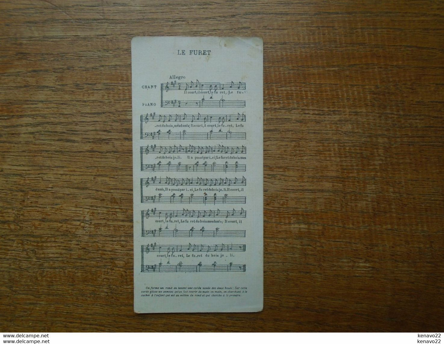 Image Assez Rare , Chocolat Révillon , Vieilles Chansons De France , Le Furet Du Bois Joli " 15 X 7,5 Cm " - Revillon