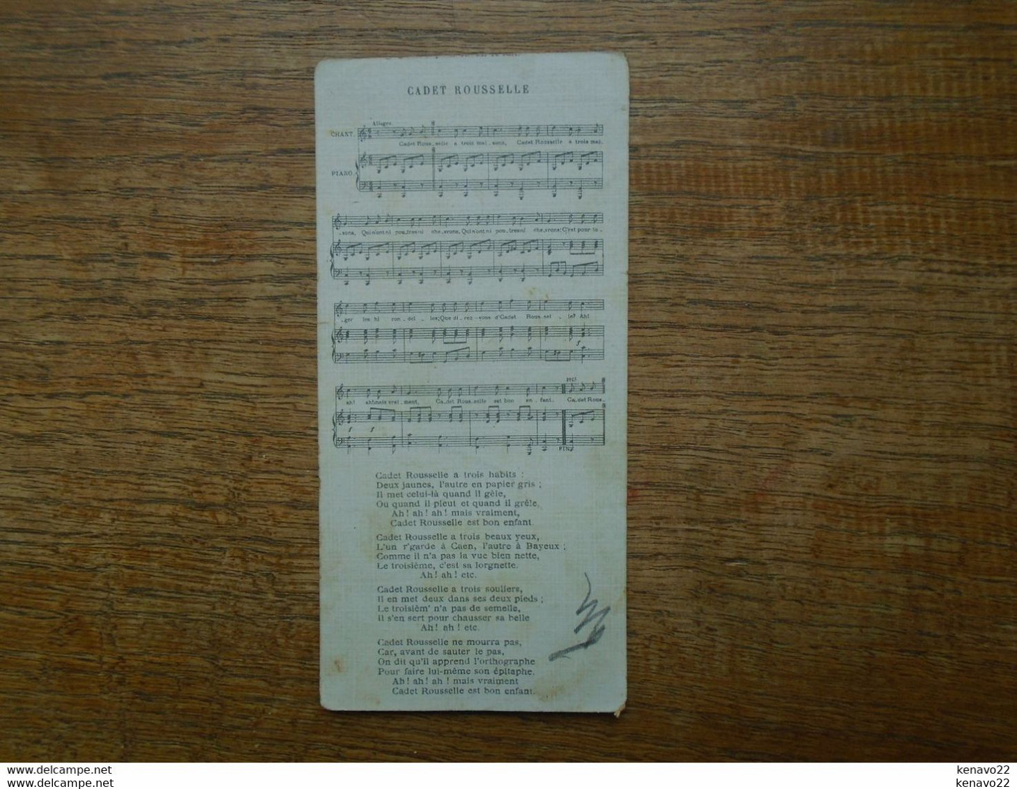 Image Assez Rare , Chocolat Révillon , Vieilles Chansons De France , Cadet Rousselle " 15 X 7,5 Cm " - Revillon