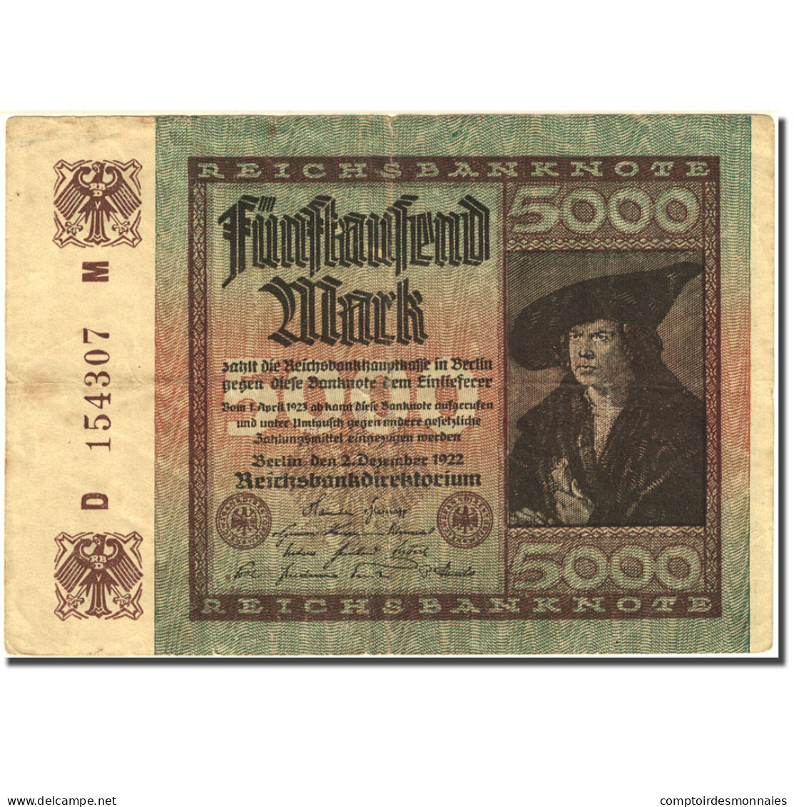 Billet, Allemagne, 5000 Mark, 1922, 1922-12-02, KM:81a, TB - 5.000 Mark