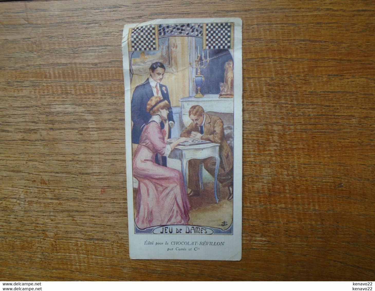 Image Assez Rare , Chocolat Révillon , Jeux De Société , Jeu De Dames " 15 X 7,5 Cm " - Revillon