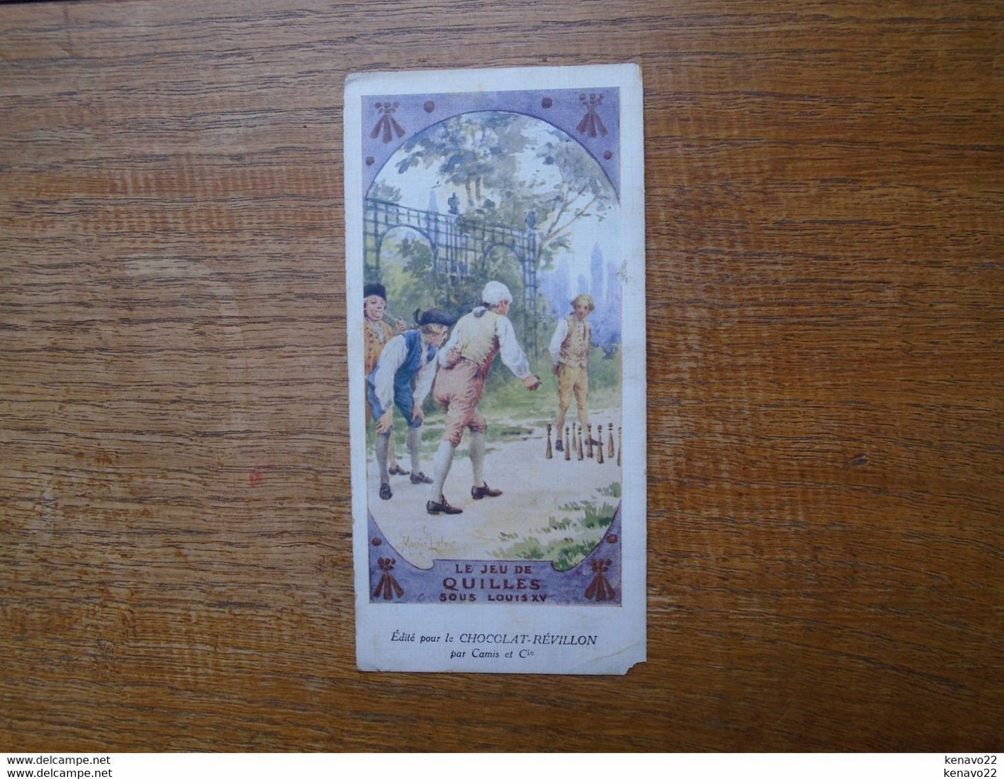 Image Assez Rare , Chocolat Révillon , Jeux De Société , Jeu De Quilles Sous Louis XV " 15 X 7,5 Cm " - Revillon