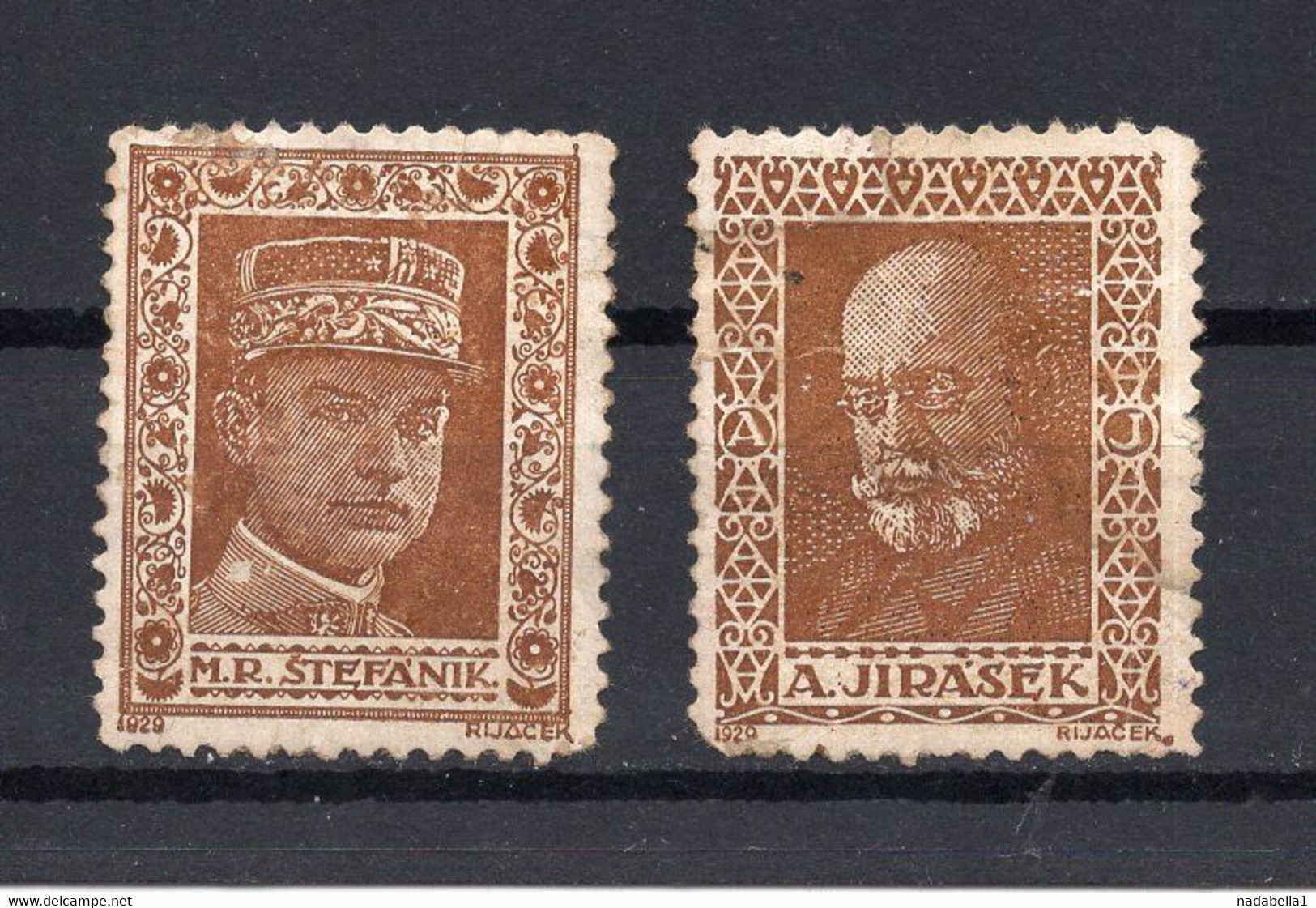 1919. CZECH REPUBLIC,POSTER STAMPS,CINDERELLA,STEFANIK,WAR MINISTER AND JIRASEK,HISTORIAN - Altri & Non Classificati