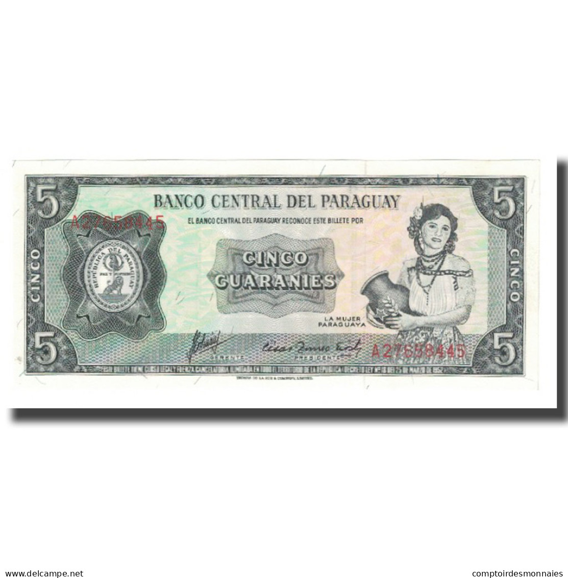 Billet, Paraguay, 5 Guaranies, KM:195b, NEUF - Paraguay