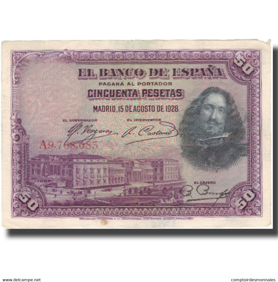 Billet, Espagne, 50 Pesetas, 1928, 1928-08-15, KM:75a, TB+ - 50 Peseten