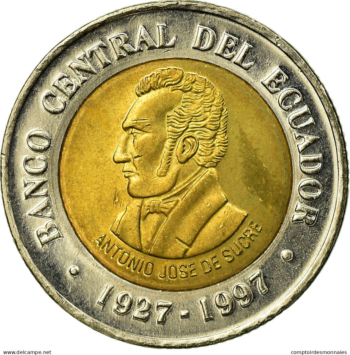 Monnaie, Équateur, 70th Anniversary - Central Bank	1997, 100 Sucres, 1997, SUP - Ecuador