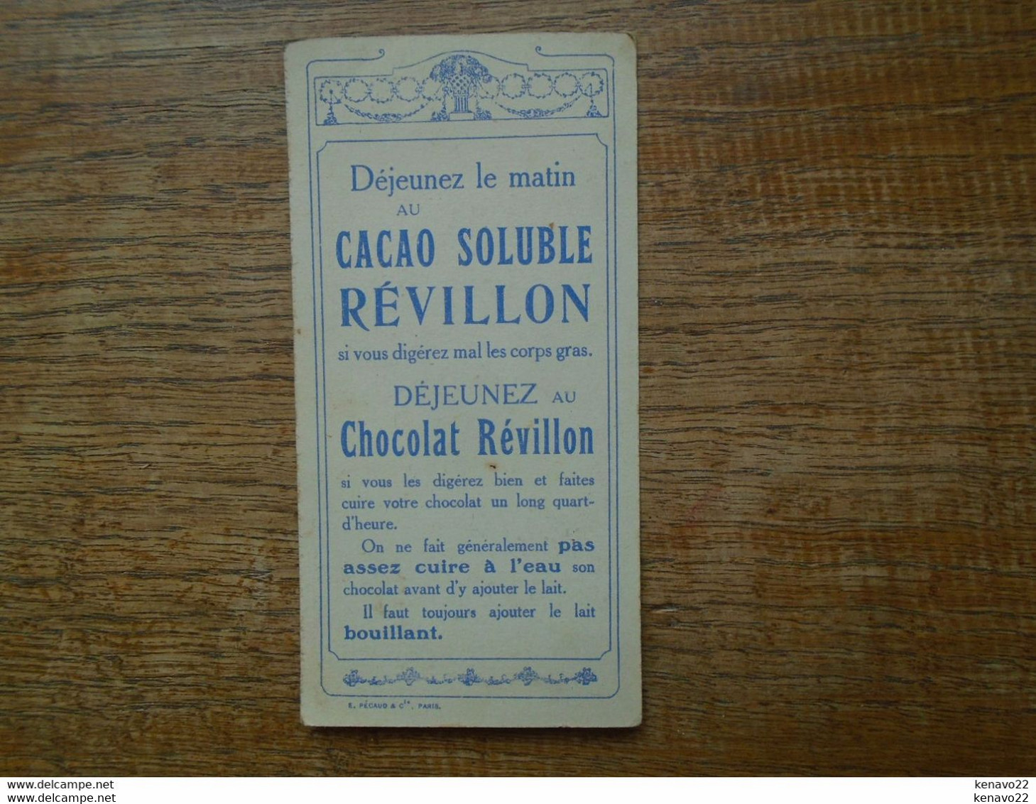 Assez Rare Images , Pub Cacao Solubre Et Chocolat Révillon , Les Sports Nautique , Saut En Plongée ( 13,3 X 6,7 Cm ) - Revillon