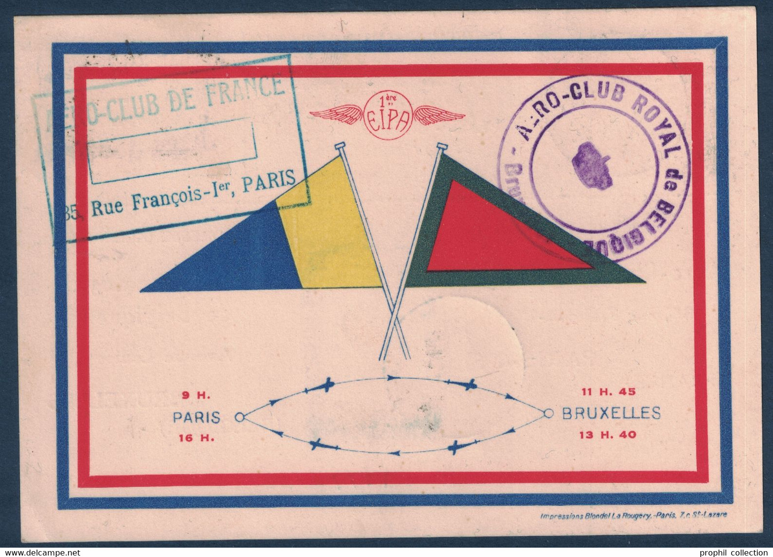 FRANCE POSTE AERIENNE N° 6 Sur CARTE AEROPOSTALE EXPO INTERNATIONALE AERIENNE PARIS 1930 + VIGNETTE Pour BELGIQUE - 1960-.... Brieven & Documenten