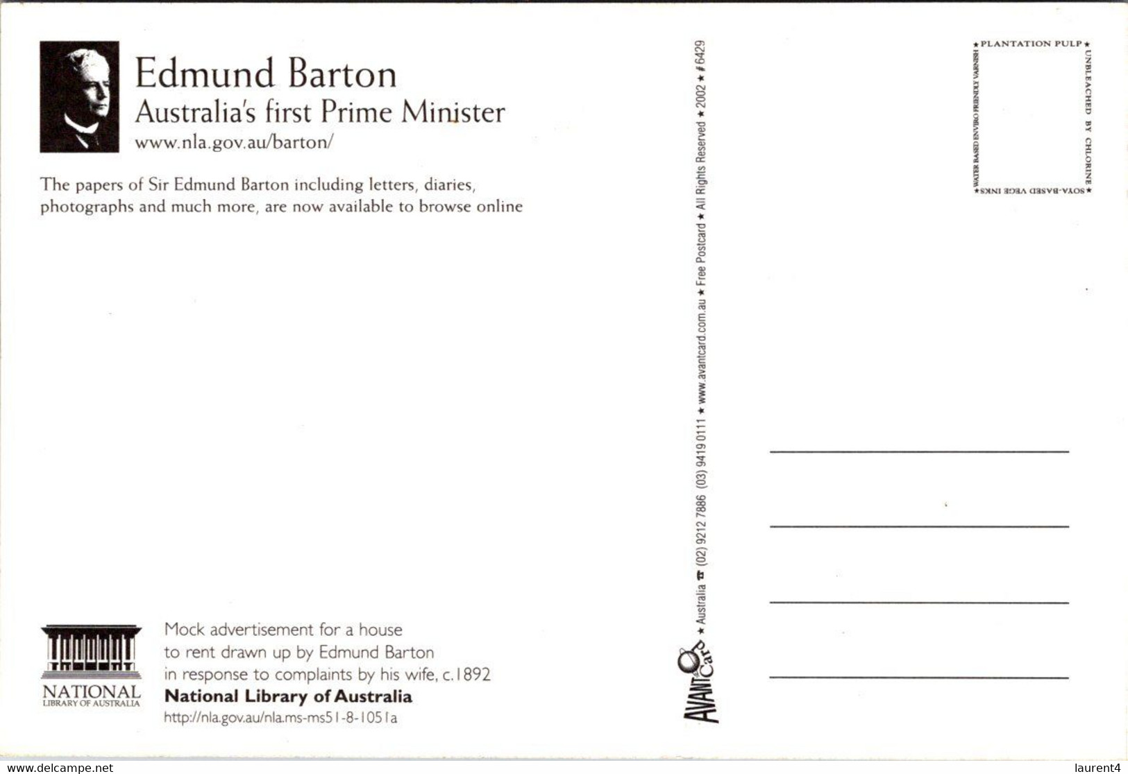 (1 H 23) Australia - ACT - Edmund Barton (book Writting) - Non Classés