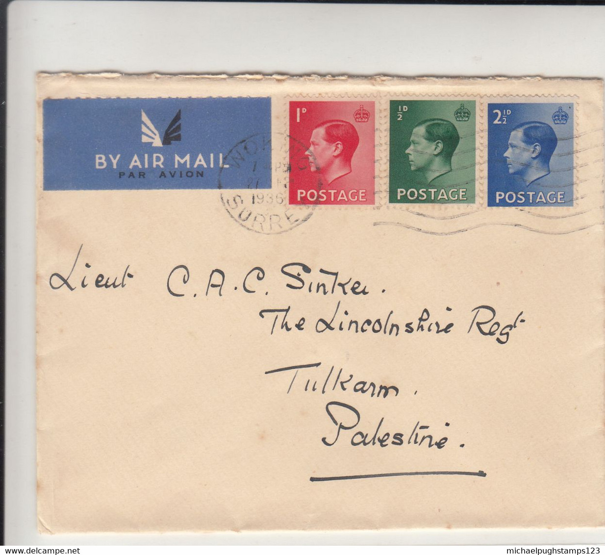 G.B. / Airmail / Edward 8 / Palestine / Surrey - Sin Clasificación