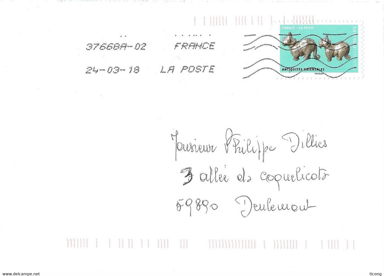 LETTRE DE 2018, ANTIQUITE ORIENTALES, CODE BARRE DANS LE HAUT ET LE BAS DU DOCUMENT, FLAMME A VOIR, VOIR LES SCANNERS - Storia Postale