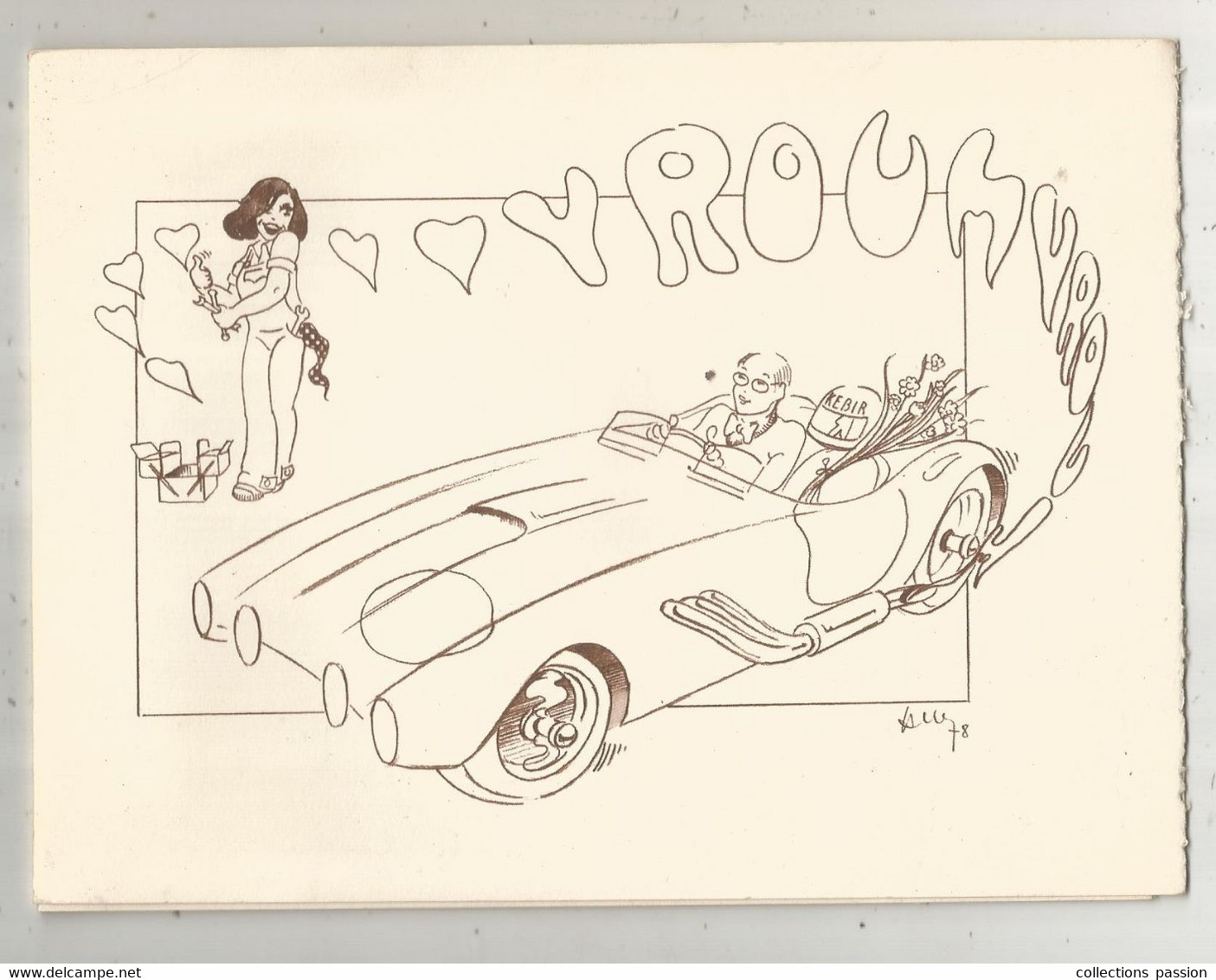 Faire Part De Mariage , Automobile , Illustrateur 1978 , Signée, Faverolles La Campagne, Eure, 3 Scans,  Frais Fr 2.75 E - Hochzeit