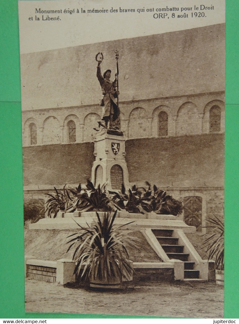 ORP Monument érigé à La Mémoire Des Braves Qui Ont Combattu Pour Le Droit Et La Liberté 8 Août 1920 - Orp-Jauche