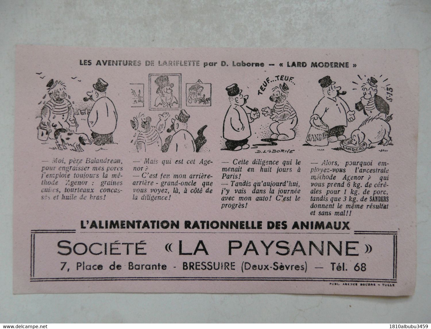 VIEUX PAPIERS - BUVARD : Société "LA PAYSANNE - Tiere