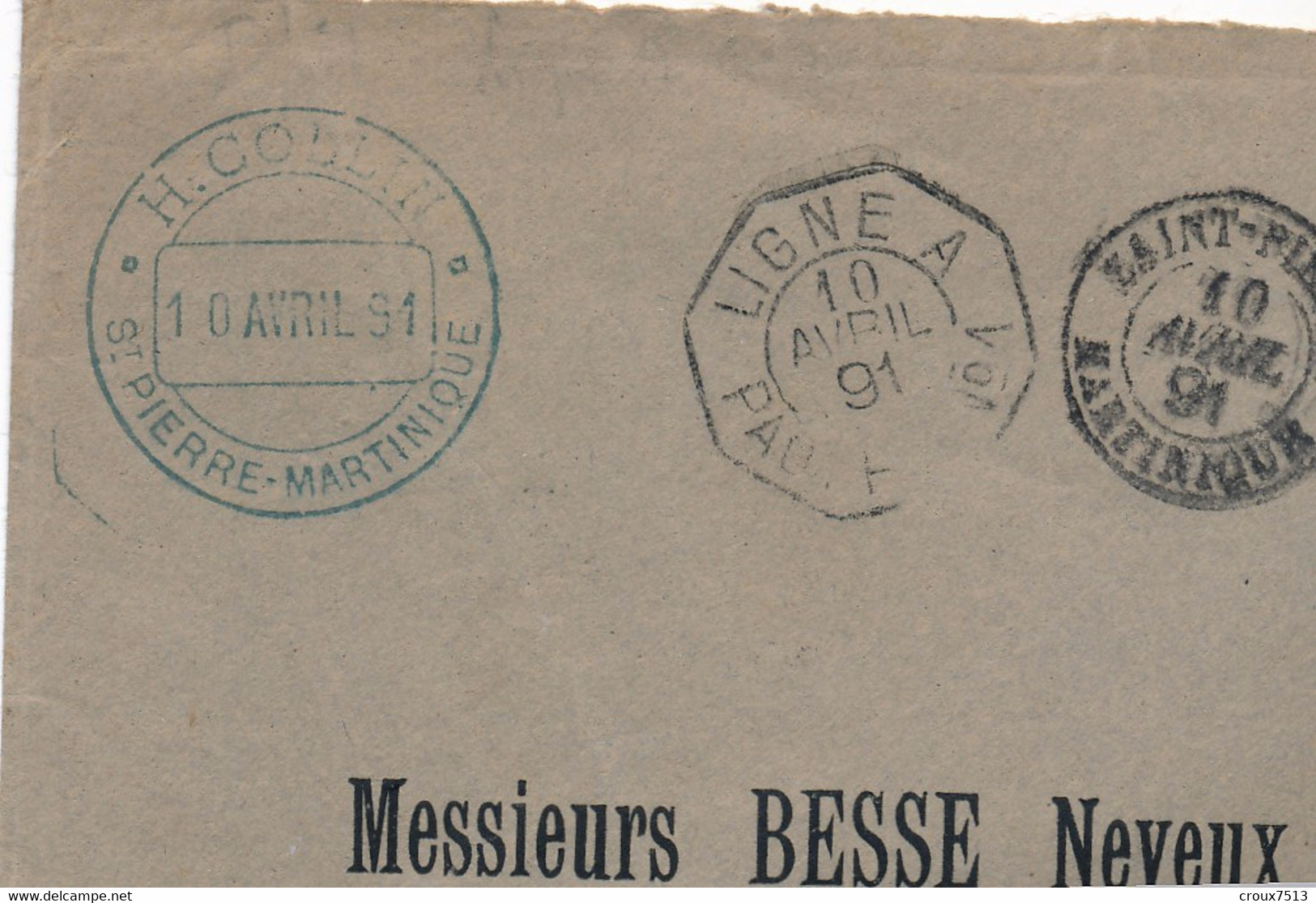 1891 Ligne A Sur Enveloppe De La Martinique Signée Calves TB. - Alphée Dubois