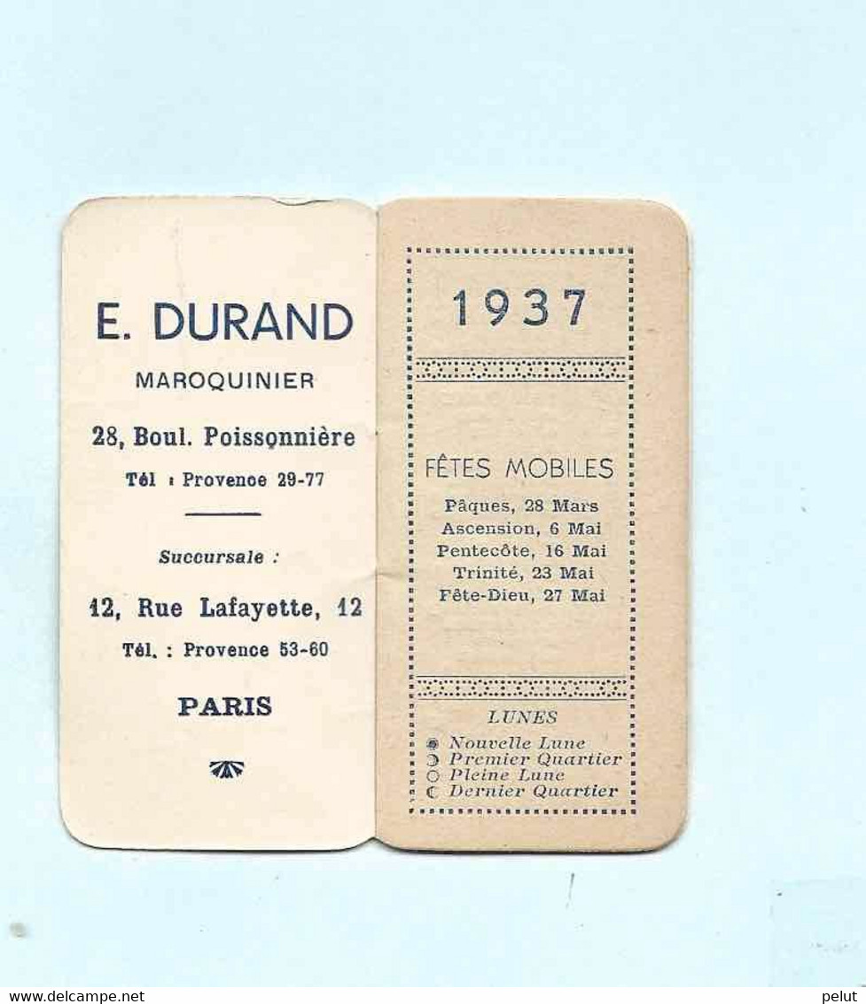 Calendrier De Poche 1937 Parfait état - Petit Format : 1921-40