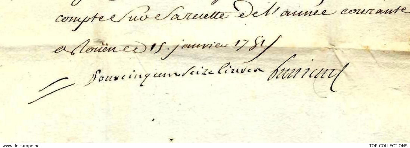 IMPOTS ANCIEN REGIME FERMES GENERALES  Marque Des Fers 1750  &  1751 LETTRE De Rouen Signée + Reçu Pour De La Martinière - Historische Dokumente