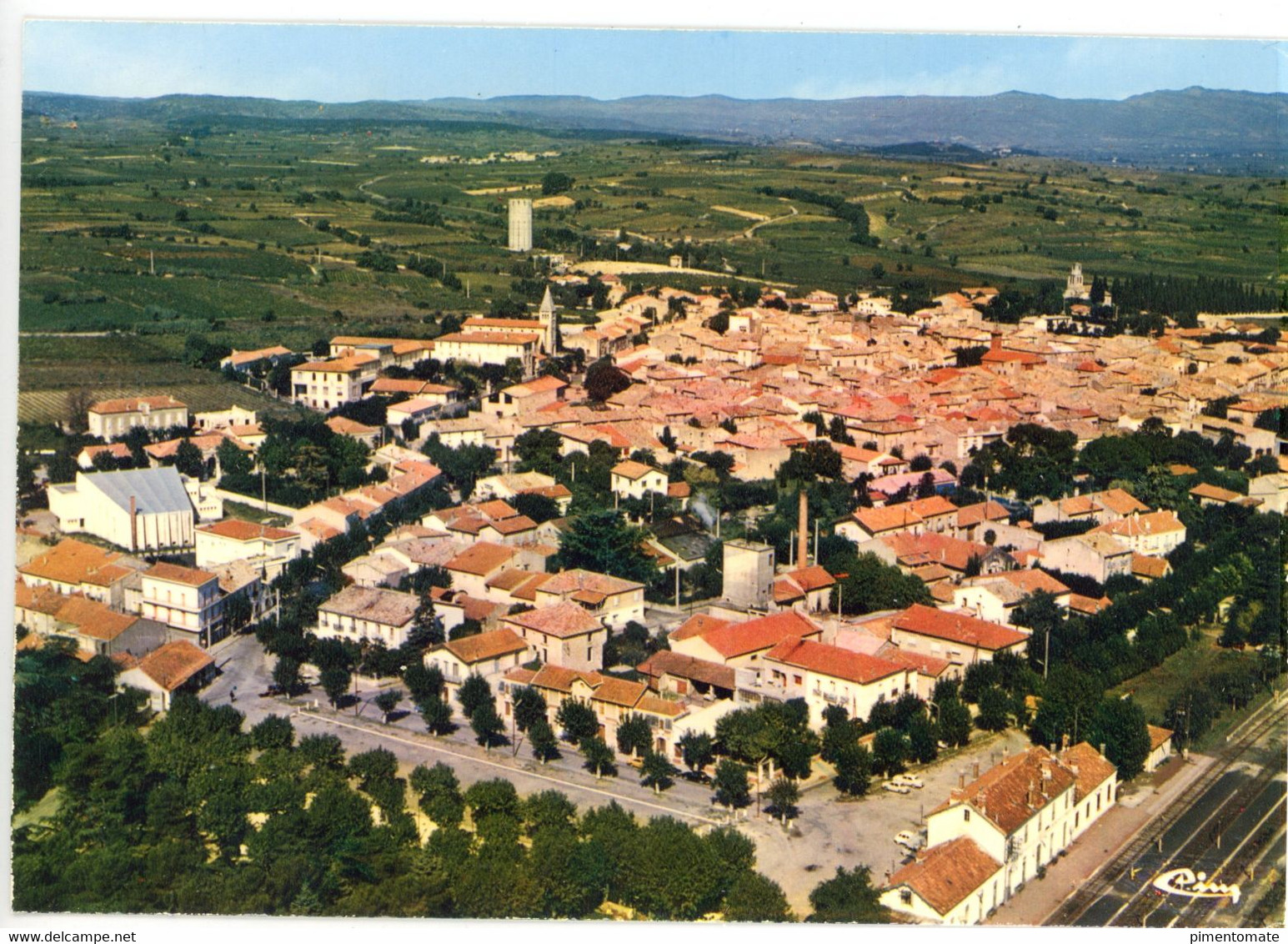 PAULHAN VUE GENERALE AERIENNE LE QUARTIER DE LA GARE SNCF CHEMIN DE FER - Paulhan