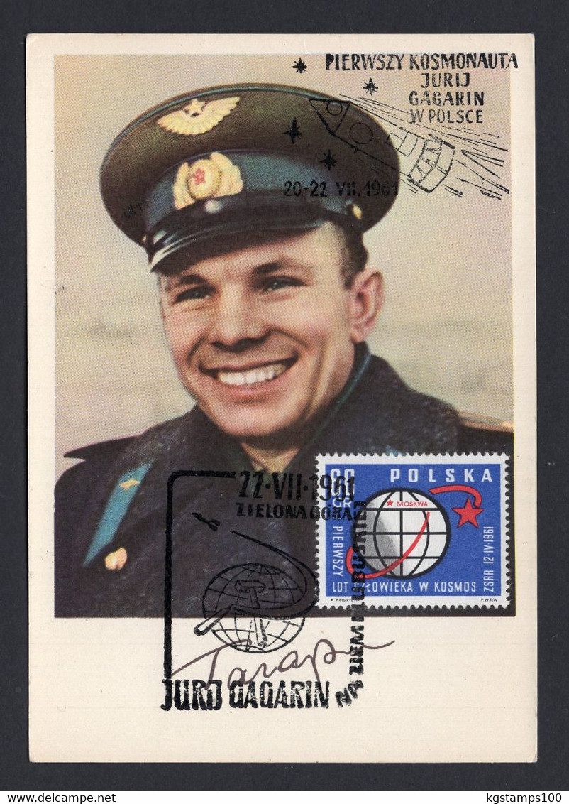 Maxicard Poland 1961. Visit Y.Gagarin To Poland. - Tarjetas Máxima