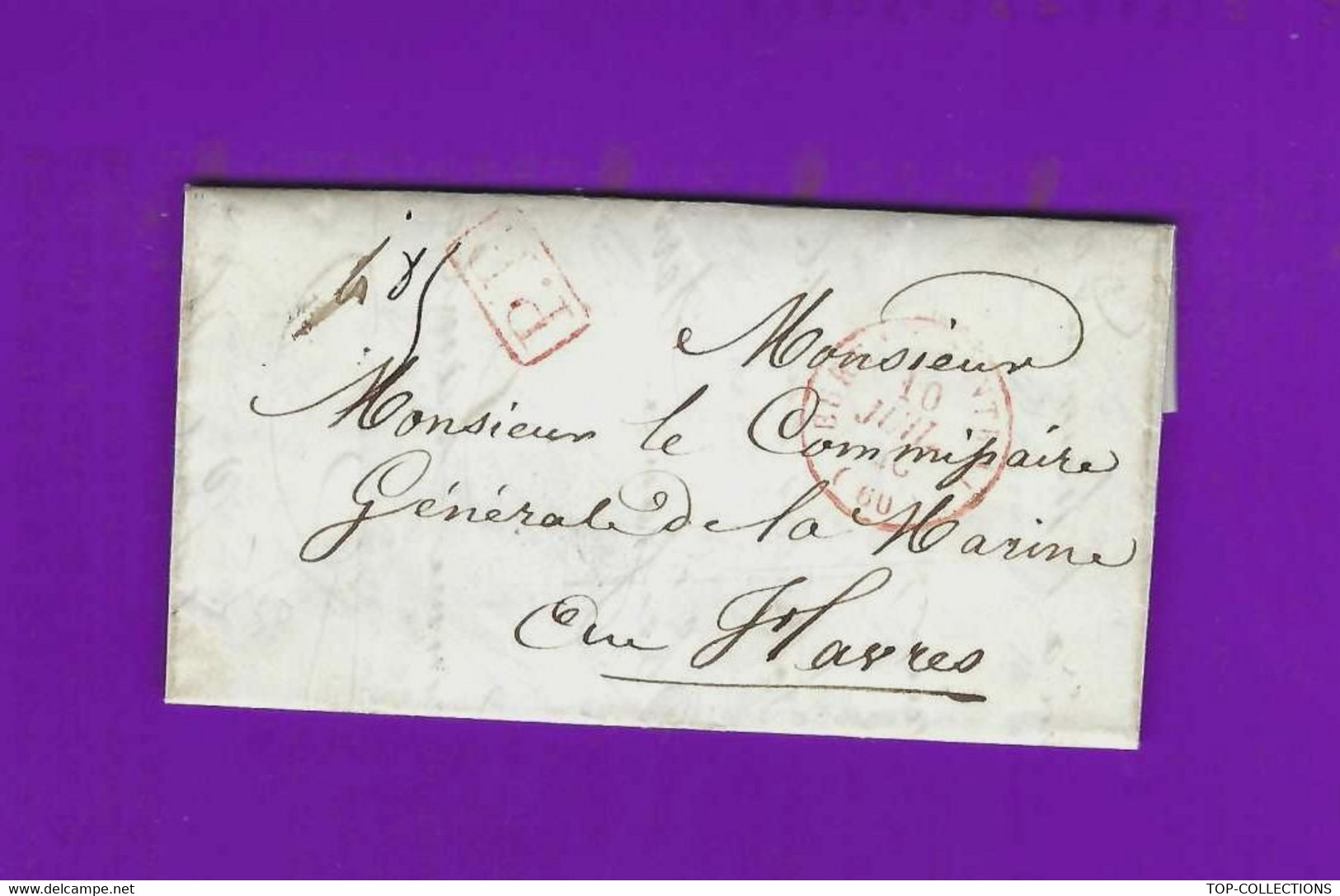 1846 LETTRE De Paris Bureau Central Pour Le Havre Marine Commissaire Général Marin Disparu  époux Lambert  New York - Historische Documenten