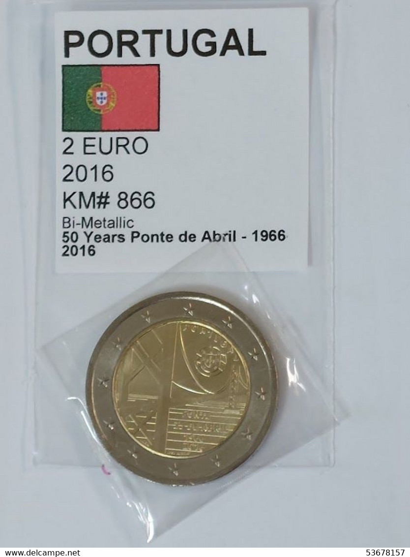 Portugal - 2 Euro, 2016, 25 De Abril Bridge, Unc, KM# 866 - Portugal