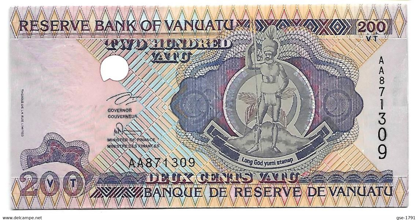 VANUATU Réserve Bank 200 Vatu ,sign: Ngwele (1995) NEUF - Vanuatu